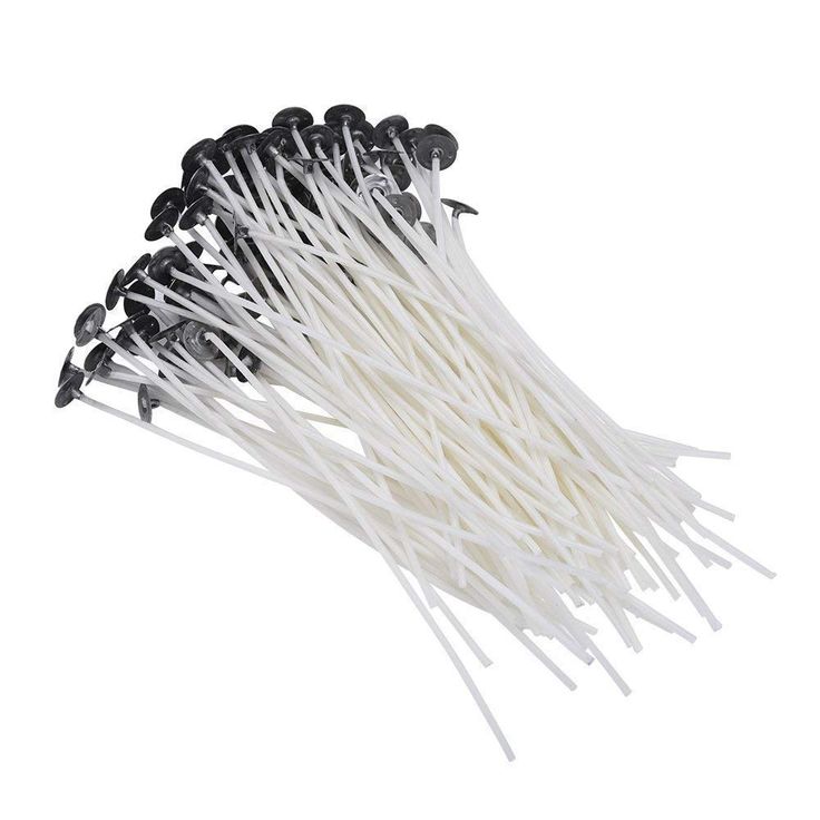 Pack 100 Pabilo de Algodón Para Cera Soja Encerado Largo 10 cm