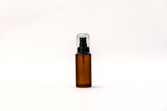 Botella 50 ml empavonada vidrio ámbar recto tapa ovalada