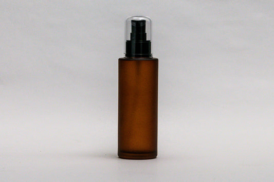 Botella 100 ml empavonada vidrio ámbar recto tapa ovalada