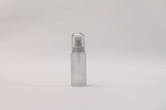 Botella 50 ml empavonada vidrio transparente recto tapa ovalada