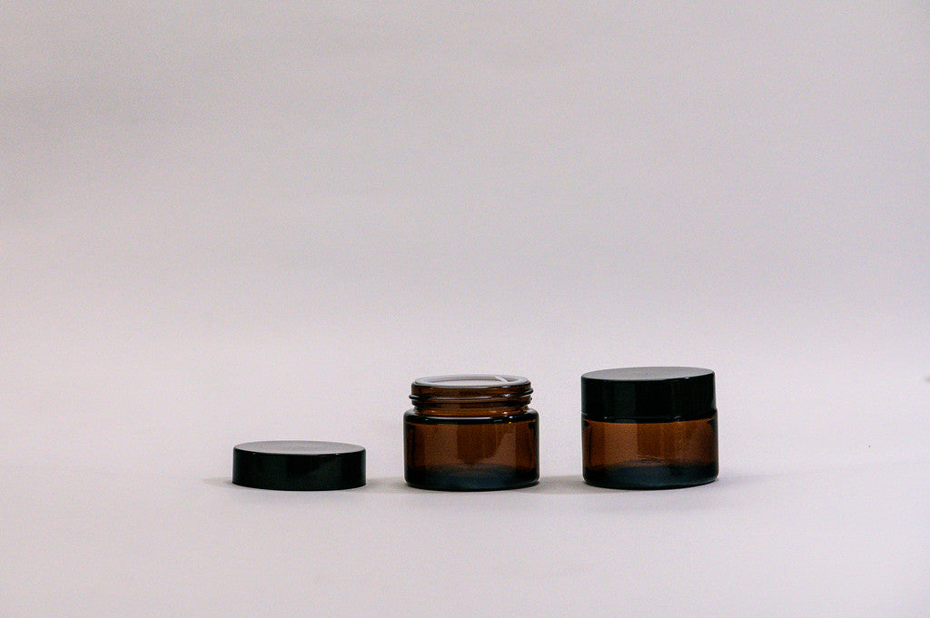 Pote frasco vidrio ámbar 50 ml con contratapa y tapa