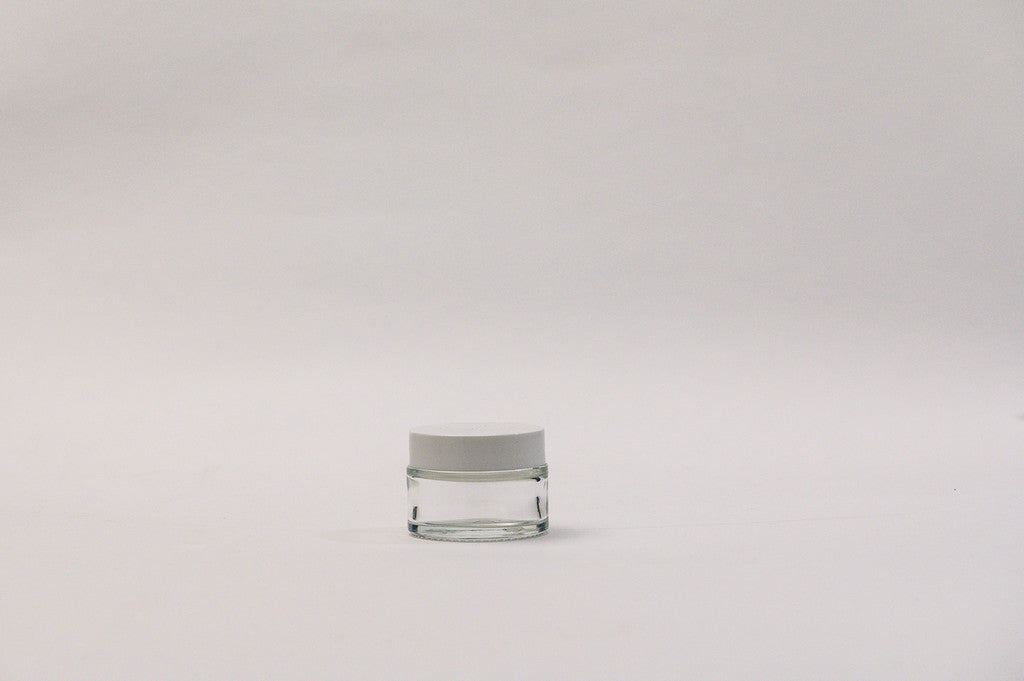 Pote frasco vidrio transparente 30 ml con contratapa y tapa