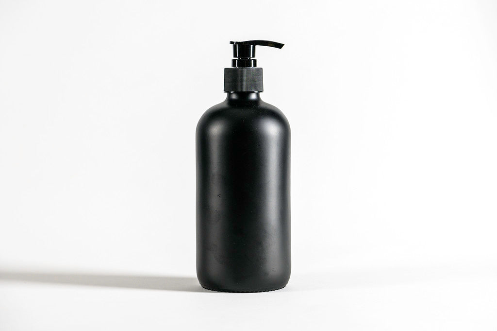 Botella 500 ml vidrio negro dispensador loción negro 28/410