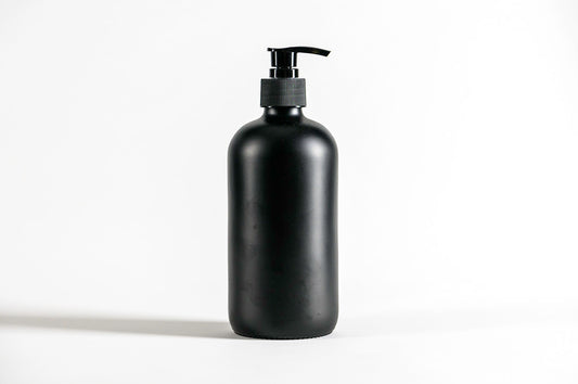 Botella 500 ml vidrio negro dispensador loción negro 28/410