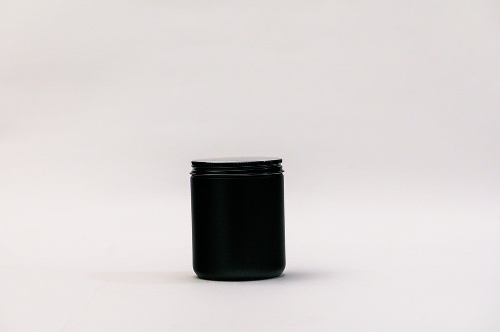 Pote frasco velas vidrio negro 240 ml tapa negra mate