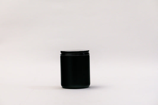 Pote frasco velas vidrio negro 240 ml tapa negra mate