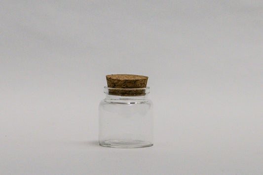 Pote frasco vidrio transparente 50 ml con corcho