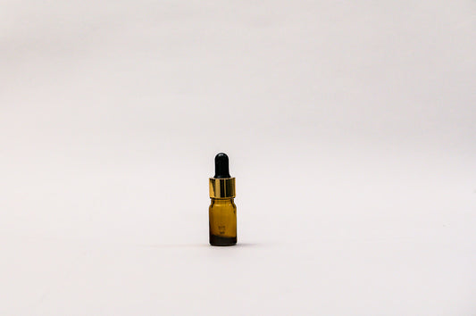 Gotario vidrio ámbar 5 ml con tapa dorada goma negra y pipeta