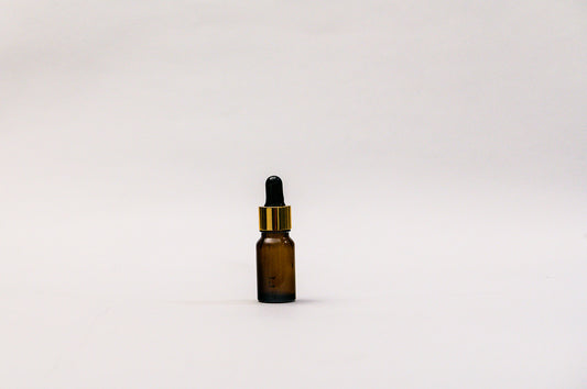 Gotario vidrio ámbar 10 ml con tapa dorada goma negra y pipeta