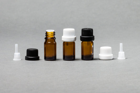 Gotario alemán vidrio ámbar 5 ml con inserto y tapa homeopática negra