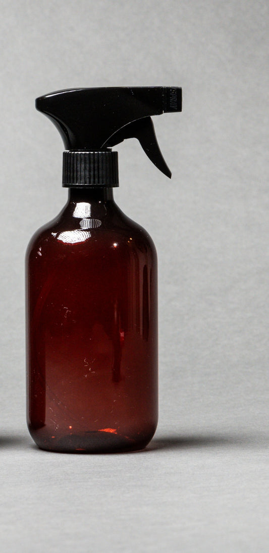 Botella 500 ml plástico ámbar con gatillo grande nuevo negro completo 28/410