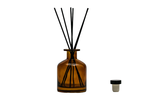 Mikado 250 ml difusor vidrio ámbar con tap. varillas n.