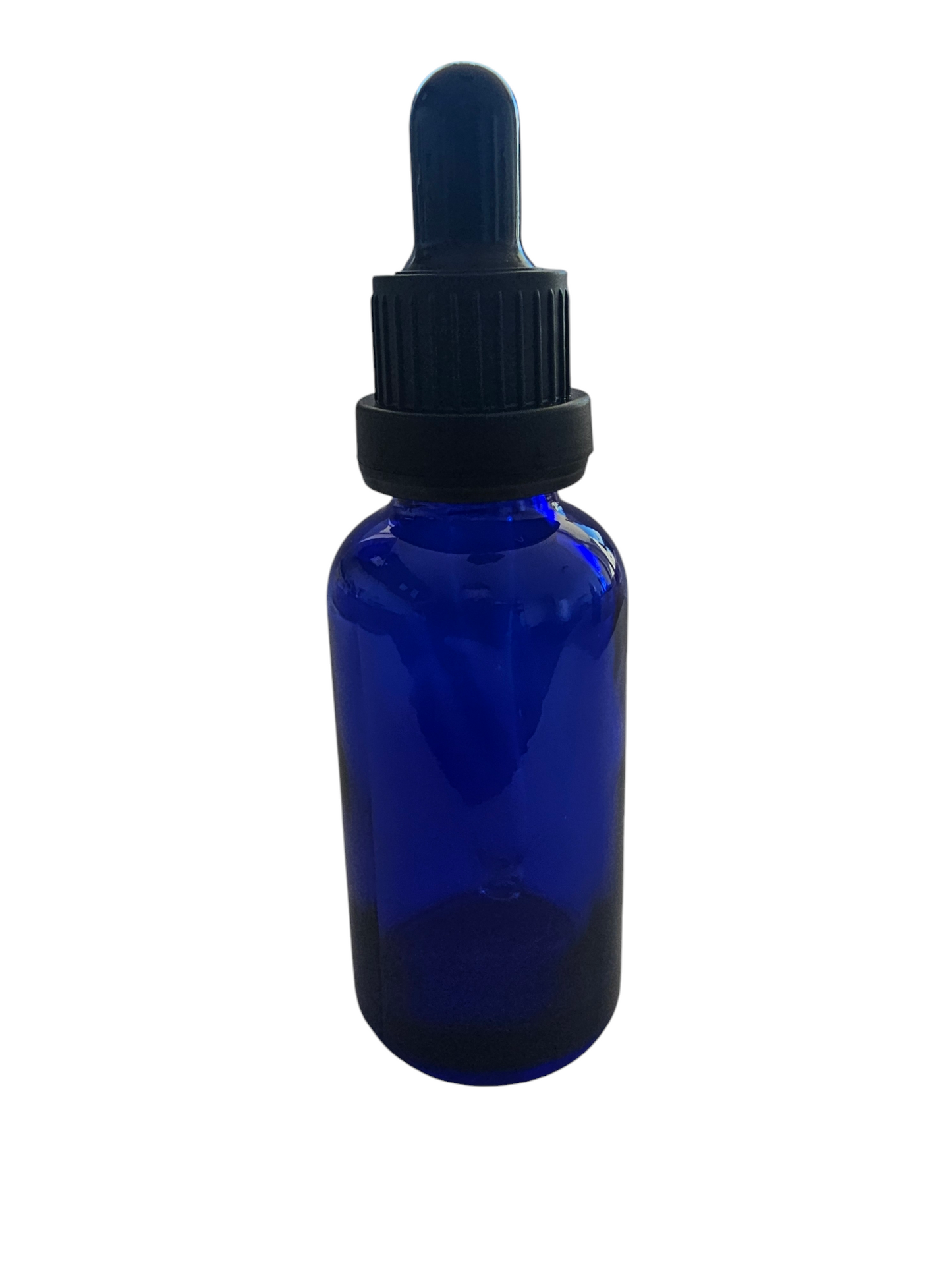 Gotario vidrio AZULADO 30 ml sello seguridad negro goma negra y pipeta, azul
