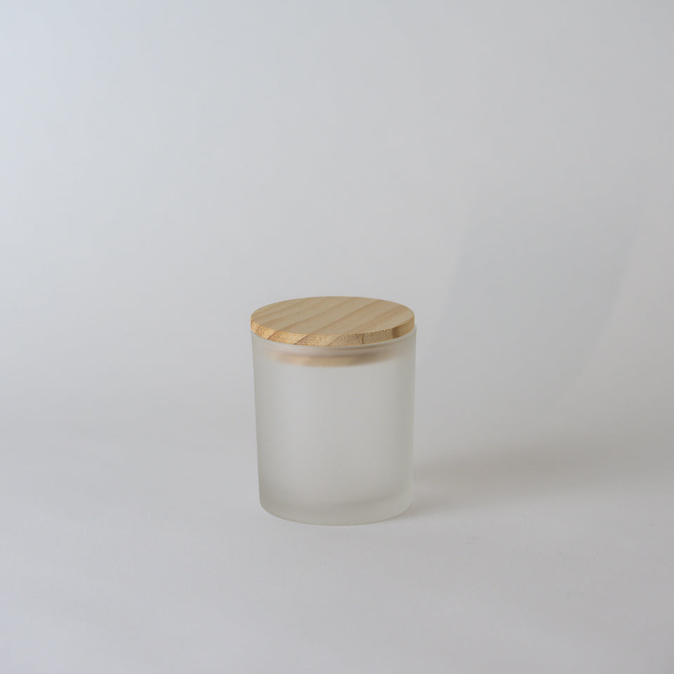 Pote frasco velas vidrio empavonado 295 ml tapa madera