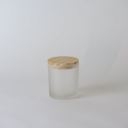 Pote frasco velas vidrio empavonado 295 ml tapa madera