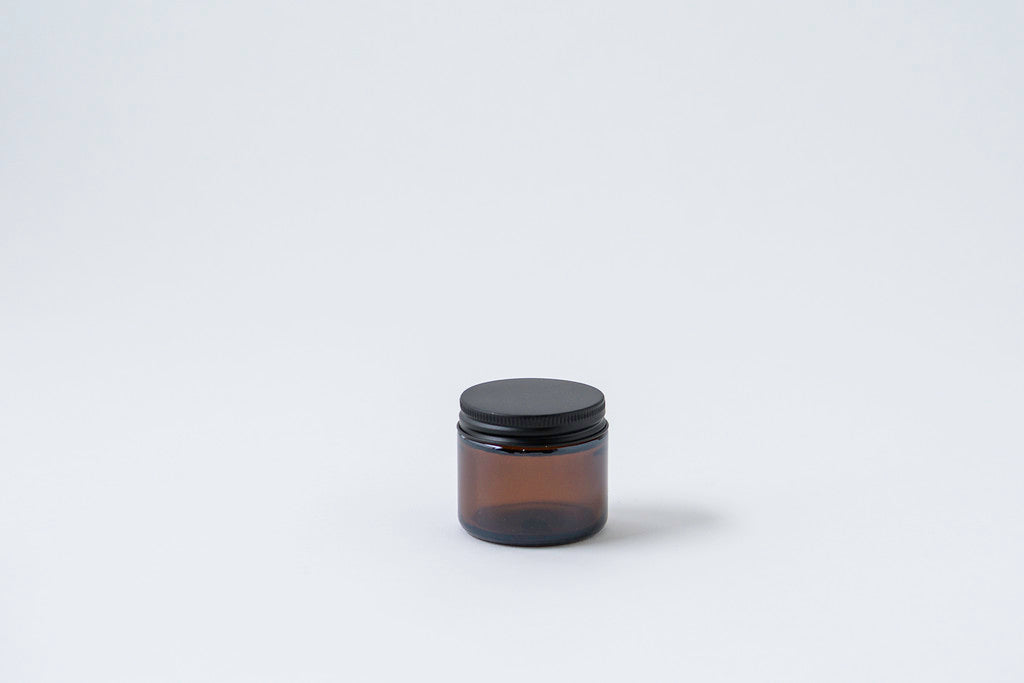 Pote frasco velas vidrio ámbar 60 ml tapa negra mate