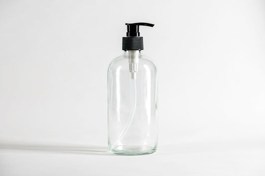 Botella 500 ml vidrio transparente dispensador loción 28/410