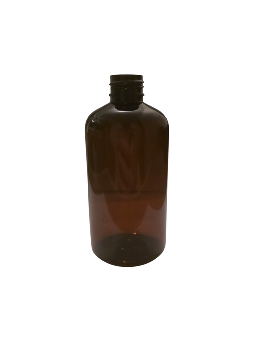 Botella sola 250 ml plástico ámbar 24/410 barril pet sin tapa ni válvula