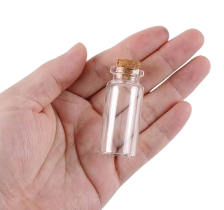 Pote frasco vidrio transparente 10 ml con corcho