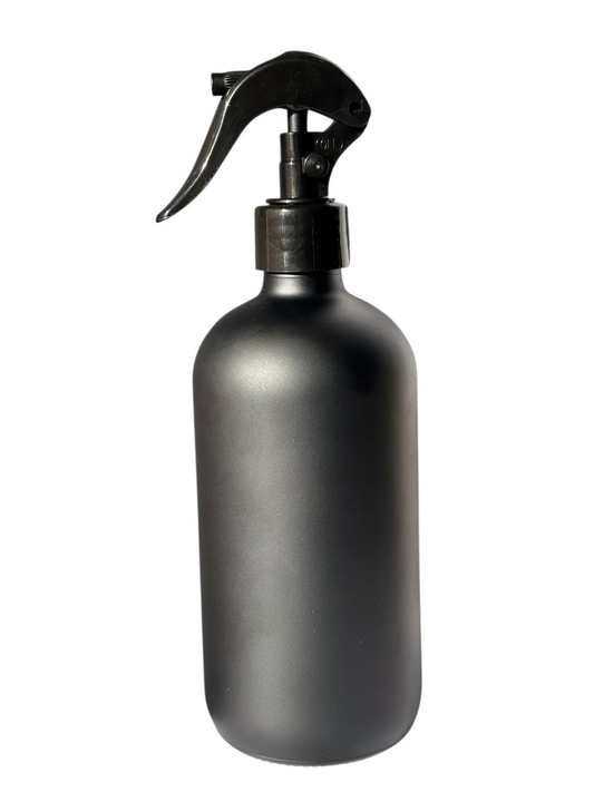 Botella 500 ml vidrio negro mini gatillo neg. elegante redondo 28/410