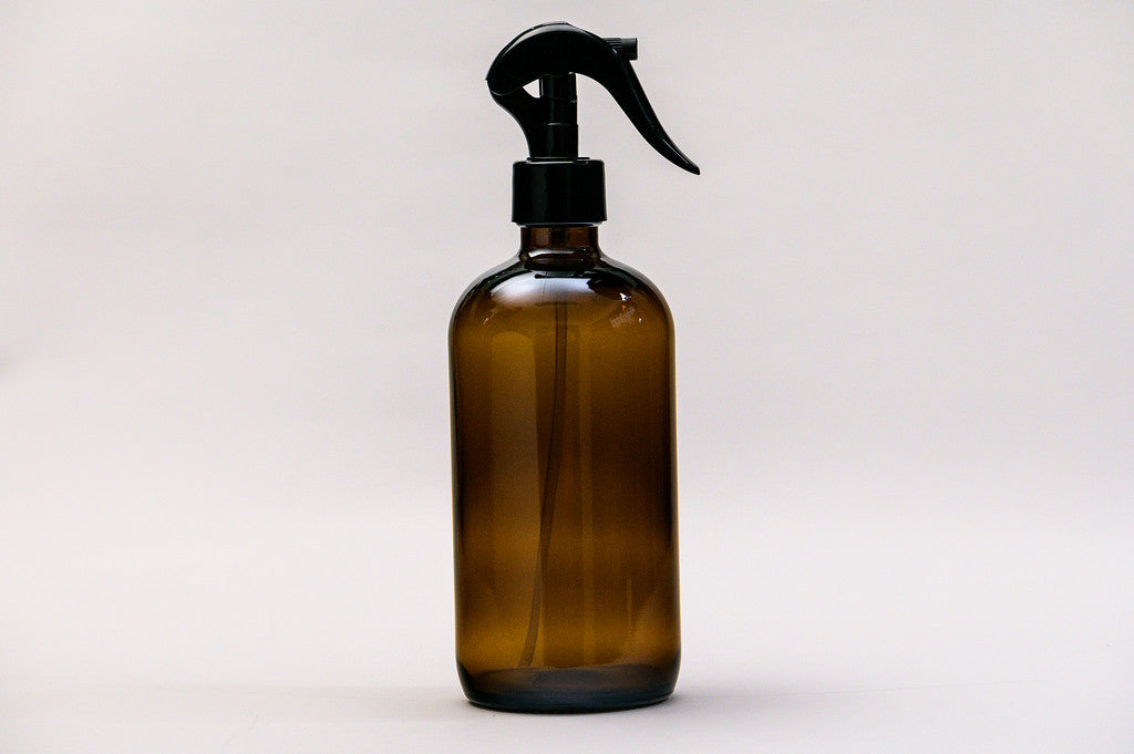 Botella 500 ml vidrio ámbar mini gatillo negro elegante redondo 28/410 NO filtra Anillo Extra